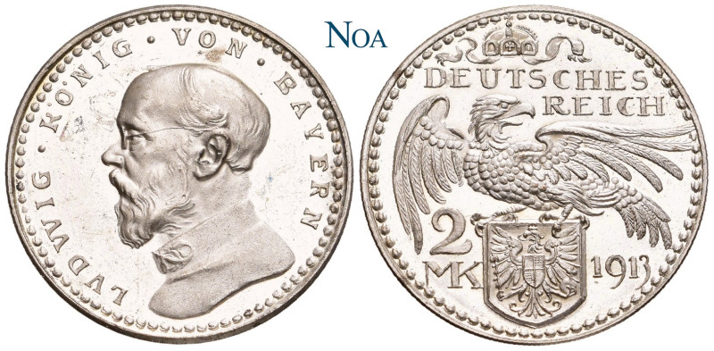 PROBEN VON DEUTSCHEN REICHSMÜNZEN BAYERN
Ludwig III., 1913-1918. 2 Mark Probe 1...