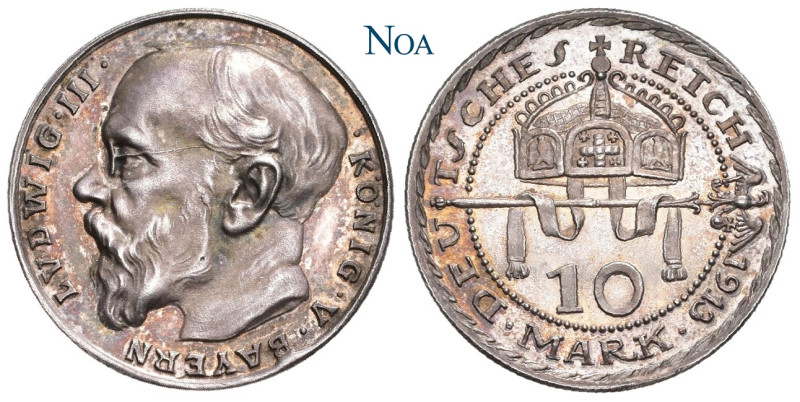 PROBEN VON DEUTSCHEN REICHSMÜNZEN BAYERN
Ludwig III., 1913-1918. 10 Mark Probe ...