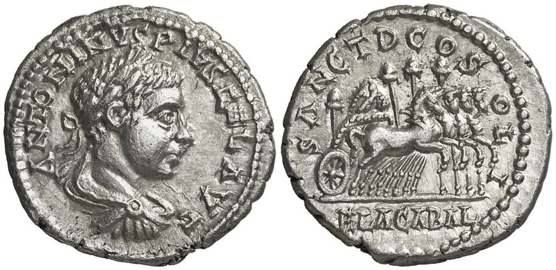 (218-219 d.C.). Eliogábalo. Denario. (Spink 7545) (S. 268) (RIC. 195). Muy bella...