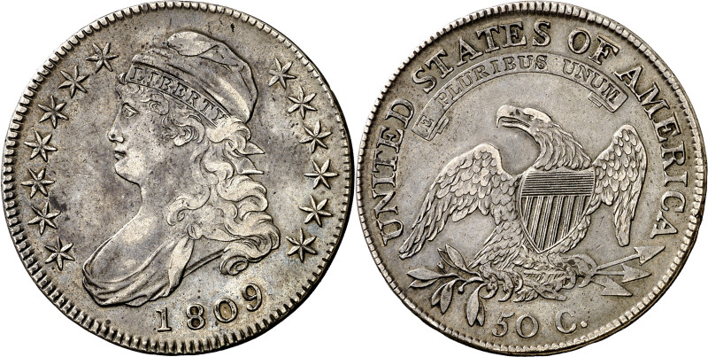 Estados Unidos. 1809. Filadelfia. 50 centavos. (KM. 37). Canto rayado. Escasa. A...