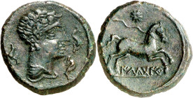 Ilducoite (en Aragón). Cuadrante. (FAB. 1430 var) (ACIP. 1504). Bella. Rara. 4,26 g. EBC.

Ilducoite (in Aragon). Quadrans. (FAB. 1430 var) (ACIP. 1...