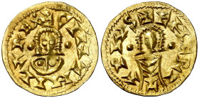 Chintila (636-639). Emerita (Mérida). Triente. (CNV. 383.4) (R.Pliego 499c). Bella. Ex Áureo & Calicó 13/12/2017, nº 1188. Muy escasa. 1,35 g. EBC-.
...