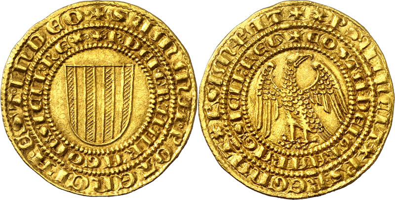 Pere II (1276-1285). Sicília. Agostar. (Cru.V.S. 324) (Cru.C.G. 2140) (MIR. 170)...