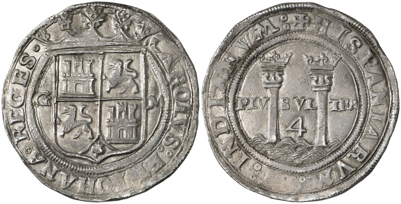 s/d. Juana y Carlos. México. G. 4 reales. (AC. 128). Bella. Ex Áureo & Calicó Se...