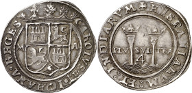 s/d. Juana y Carlos. México. A. 4 reales. (AC. 131). Atractiva. Rara. 13,64 g. MBC+.

s/d. Juana and Carlos. Mexico. A. 4 reales. (AC. 131). Attract...