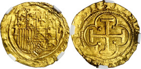 s/d. Juana y Carlos. Toledo. M. 1 escudo. (AC. 204). En cápsula de la NGC como MS63, nº 6692932-021. Bella. 3,39 g. EBC.

s/d. Juana and Carlos. Tol...