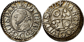 1611. Felipe III. Barcelona. 1/2 croat. (AC. 374) (Cru.C.G. 4342). Bella. Brillo original. Rara así. 1,56 g. S/C-.

1611. Felipe III. Barcelona. 1/2...