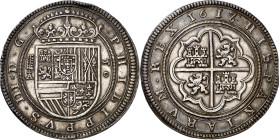 1618/7. Felipe III. Segovia. A. Cincuentín. (AC. 1002). Golpes, pero extraordinario ejemplar. En cajita. Ex Áureo & Calicó Selección 2006, nº 132. Muy...