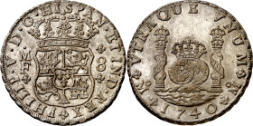1740. Felipe V. México. MF. 8 reales. (AC. 1456). Columnario. Bella. Restos de brillo original. Rara así. 26,93 g. EBC+/EBC.

1740. Felipe V. Mexico...