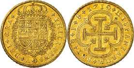 1719. Felipe V. Madrid. F. 8 escudos. (AC. 2177) (Cal.Onza 365). Tipo "Cruz". Primera moneda de 8 escudos con la ceca . Bella. Parte de brillo origina...