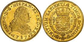 1737. Felipe V. México. MF. 8 escudos. (AC. 2237) (Cal.Onza 432). Rayitas. Bella. Brillo original. Moneda exenta del pago de tasas de exportación. Thi...