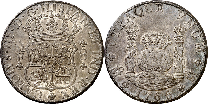 1766. Carlos III. México. MF. 8 reales. (AC. 1090). Columnario. Muy bella. Brill...