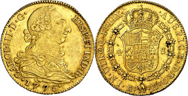 1775. Carlos III. Madrid. PJ. 4 escudos. (AC. 1779). Bella. Brillo original. Escasa así. 13,49 g. EBC/EBC+.

1775. Carlos III. Madrid. PJ. 4 escudos...