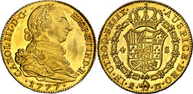 1777. Carlos III. Madrid. PJ. 4 escudos. (AC. 1780). Bella. Pleno brillo original. Escasa así. 13,50 g. S/C-.

1777. Carlos III. Madrid. PJ. 4 escud...