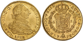 1783/2. Carlos III. Potosí. PR. 4 escudos. (AC. 1847.1) (KM. 58 no reseña la sobrefecha). Bella. Brillo original. Ex Colección Caballero de las Yndias...