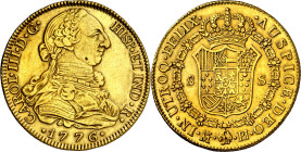 1776. Carlos III. Madrid. PJ. 8 escudos. (AC. 1962) (Cal.Onza 727). Leves marquitas. Rayitas en anverso. Escasa. 26,96 g. EBC-/EBC.

1776. Carlos II...