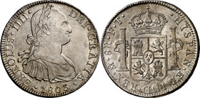 1803. Carlos IV. México. FT. 8 reales. (AC. 977). Parte de brillo original. 26,63 g. EBC-/EBC+.

1803. Carlos IV. Mexico. FT. 8 reales. (AC. 977). S...