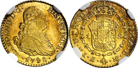 1798. Carlos IV. Madrid. MF. 1 escudo. (AC. 1116). En cápsula de la NGC como MS62, nº 6634465-006. Bellísima. Brillo original. Rara así. EBC+.

1798...