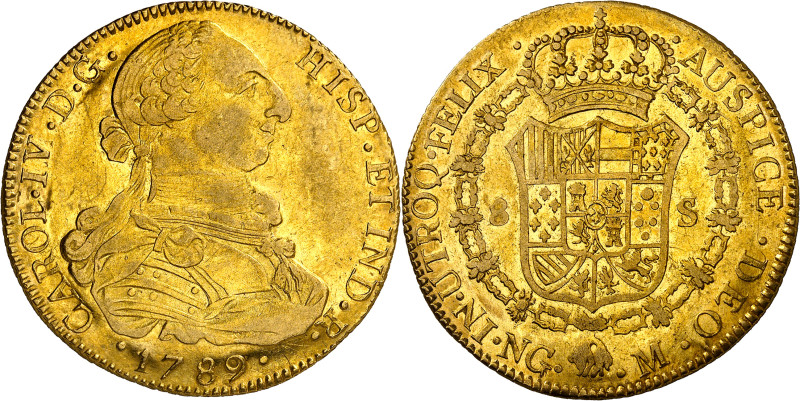 1789. Carlos IV. Guatemala. M. 8 escudos. (AC. 1583) (Cal.Onza 972). Busto de Ca...