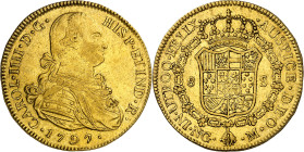1797. Carlos IV. Guatemala. M. 8 escudos. (AC. 1586) (Cal.Onza 976). Bella. Moneda exenta del pago de tasas de exportación. This coin is exempt of any...