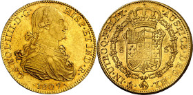 1807. Carlos IV. México. TH. 8 escudos. (AC. 1653) (Cal.Onza 1044). Acuñación floja. Bella. Brillo original. Escasa así. 26,99 g. EBC/EBC+.

1807. C...