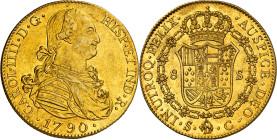 1790. Carlos IV. Sevilla. C. 8 escudos. (AC. 1783) (Cal.Onza 1186). Bella. Brillo original. Moneda exenta del pago de tasas de exportación. This coin ...