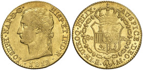 1812/1. José Napoleón. Madrid. AI. 80 reales. (AC. 50). Busto diademado. Bella. Gran parte de brillo original. Ex Áureo & Calicó Selección 2011, nº 25...