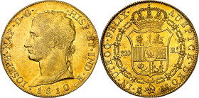 1810. José Napoleón. Madrid. RS. 320 reales. (AC. 55) (Cal.Onza 1189). Bella. Brillo original. Moneda exenta del pago de tasas de exportación. This co...