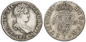 1831. Fernando VII. Sevilla. JB. 1/2 real. (AC. 465). Levísimas rayitas. Muy bella. Pátina. Brillo original. Ex Áureo & Calicó Selección 2013, nº 355....