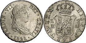 1826. Fernando VII. Madrid. AJ. 2 reales. (AC. 842). Leves marquitas. Muy bella. Brillo original. Escasa así. 5,95 g. S/C-.

1826. Fernando VII. Mad...