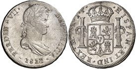 1813. Fernando VII. Lima. JP. 8 reales. (AC. 1246). Leves rayitas. Buen ejemplar. Ex Áureo & Calicó 05/07/2017, nº 490. 26,95 g. EBC-/EBC.

1813. Fe...