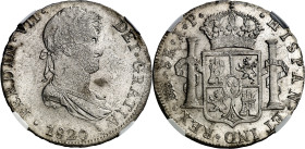 1820. Fernando VII. Lima. JP. 8 reales. (AC. 1253). En cápsula de la NGC como MS63, nº 3744940-002. Plata porosa. Brillo original. S/C-.

1820. Fern...