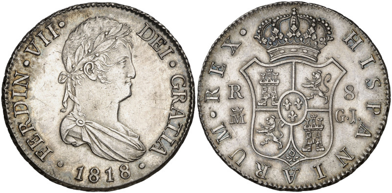 1818/28. Fernando VII. Madrid. GJ. 8 reales. (AC. 1274). Levísimas rayitas. Muy ...