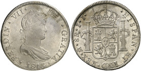 1813. Fernando VII. México. JJ. 8 reales. (AC. 1323). Exceso de plata en reverso. Bella. Parte de brillo original. Ex Colección Isabel de Trastámara 2...