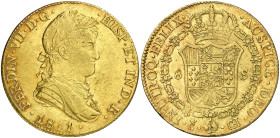 1811. Fernando VII. Cádiz. CI. 8 escudos. (AC. 1741) (Cal.Onza 1191). Busto armado y laureado. Punto entre HISP y ET, y entre los ensayadores. Mínimas...