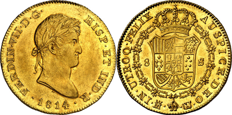 1814. Fernando VII. Madrid. GJ. 8 escudos. (AC. 1769) (Cal.Onza 1234). Sin punto...