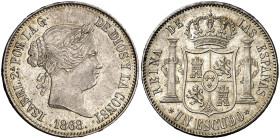 1868*1868. Isabel II. Madrid. 1 escudo. (AC. 567). Bella. Parte de brillo original. Escasa así. 13 g. EBC+.

1868*1868. Isabel II. Madrid. 1 escudo....