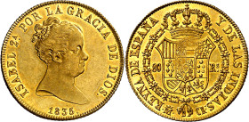 1835. Isabel II. Madrid. CR. 80 reales. (AC. 720). Bella. Brillo original. Escasa así. 6,81 g. EBC/EBC+.

1835. Isabel II. Madrid. CR. 80 reales. (A...