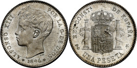 1896*1896. Alfonso XIII. PGV. 1 peseta. (AC. 56). Bella. Brillo original. 4,98 g. S/C.

1896*1896. Alfonso XIII. PGV. 1 peseta. (AC. 56). Nice. Orig...
