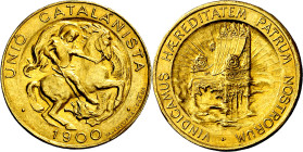 1900. Unió Catalanista. Barcelona. Vallmitjana. 20 pesetas. (AC. 136). Leves golpecitos. Bella. Precioso color. Rara. 6,40 g. EBC.

1900. Unió Catal...