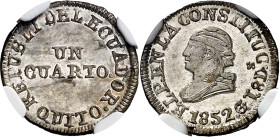 Ecuador. 1852. 1/4 de real. (KM. 36). En cápsula de la NGC como MS64, nº 6613601-006. Bella. AG. S/C.

Ecuador. 1852. 1/4 of real. (KM. 36). Graded ...