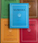 AA.VV. “Numisma” Revista de la Sociedad Iberoamericana de estudios Numismaticos. Lotto di 5 Riviste.Madrid. Brossura ed. Numeri: Ano XXII 114-115-116-...