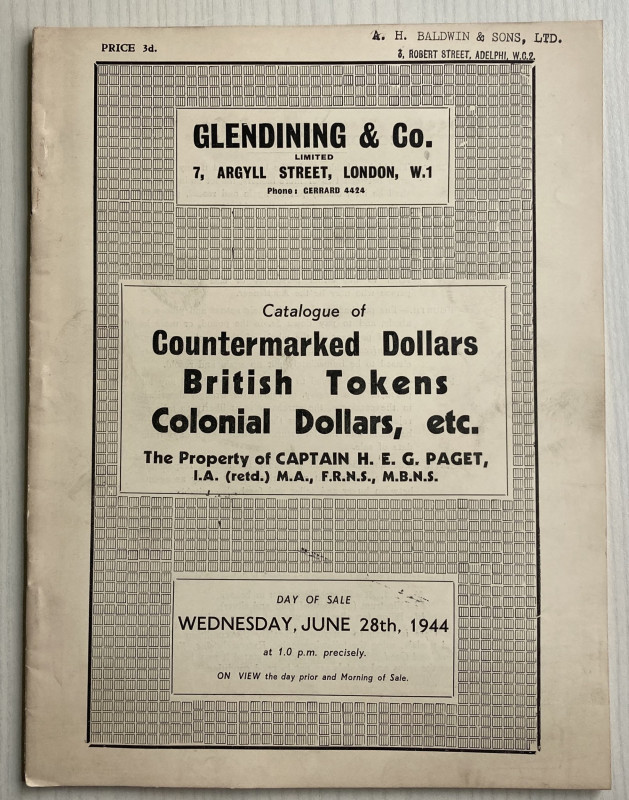 Glendining & Co. Catalogue of Valuable Collection of Countermarked Dollars, Brit...