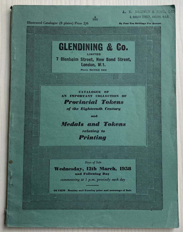 Glendining & Co. Catalogue of An Important Collection of Provincial Tokens of th...