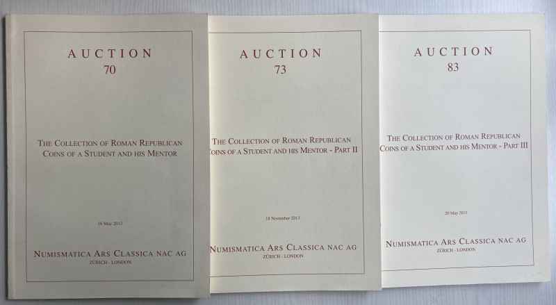 NAC – Numismatica Ars Classica. 3 Cataloghi. Auction 70. The collection of Roman...