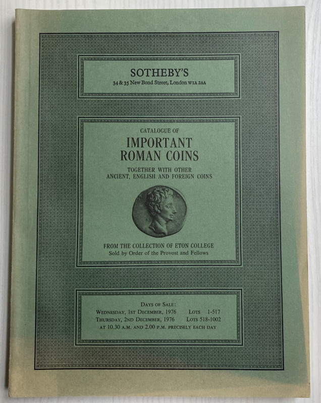 Sotheby's Catalogue of important roman coins from the collection of Eton College...