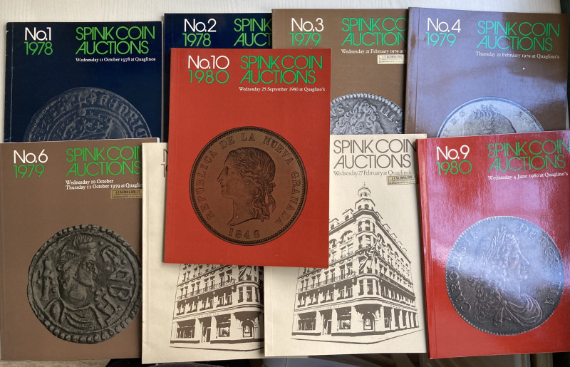 Spink Coin Auctions. Lotto di 9 Cataloghi: No. 1 1978 – No. 2 1978 – No.3 1979 –...