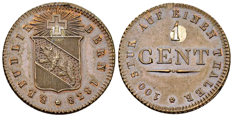 Bern, CU 1 Cent Probe 1838 mit Silberstift 

Schweiz, Bern. CU 1 Cent mit Silb...