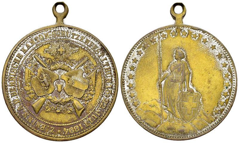 Thun, Versilberte AE Medaille 1894, Bern. Kantonalschützenfest 

Schweiz, Bern...