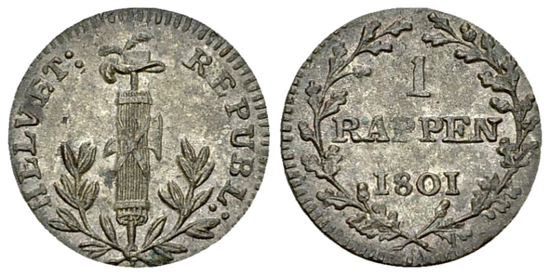 Helvetische Republik, BI Rappen 1801 

Schweiz, Helvetische Republik. BI Rappe...